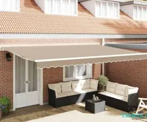 Marchiză manuală retractabilă bej 500x350 cm