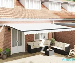 Marchiză Retractabilă Manuală cu LED Alb 500x350 cm
