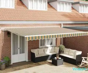 Marchiză retractabilă automată cu LED verde și galben 500x350 cm