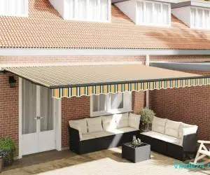 Cortina Retractabilă Verde și galben 500 × 350 cm Poliester