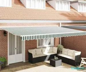 Marchiză retractabilă Verde și alb 500 × 350 cm Verde și alb