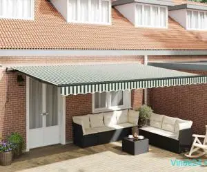Marchiză retractabilă automată cu LED verde și alb 500x350 cm