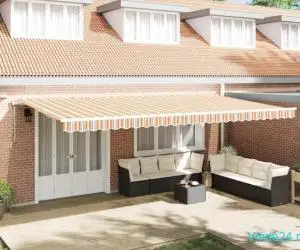 Marchiză automată retractabilă cu dungi multicolore 600x300 cm