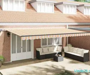 Umbrelă manuală retractabilă cu dungi LED multicolore 600x300 cm
