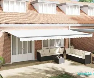 Marchiză Retractabilă Automată cu LED Albă 600x300 cm