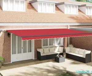 Marchiză Manuală Retractabilă cu LED Roșie 600x300 cm