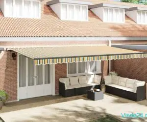 Marchiza manuală retractabilă cu LED verde și galben 600x300 cm