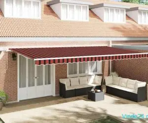 Marchiză Retractabilă with Manual Portocalie și maro 600 × 350 cm