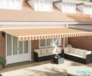 Marchiză manuală retractabilă galbenă și portocalie 600x350 cm