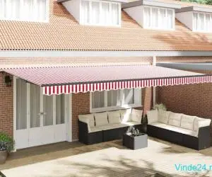 Cortina Retractabilă Manual Roșu și alb 600 × 350 cm Poliester