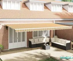Marchiză Retractabilă Automatizată cu Dungi LED Multicolore 600x350 cm