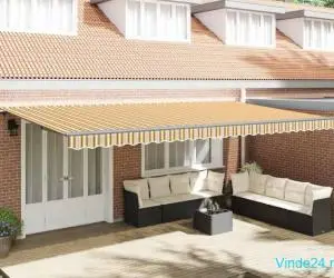 Markiză Automată Retractabilă cu Fâșii Colorate 600 x 350 cm
