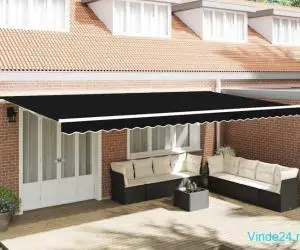 Marchiză retractabilă manuală Negru 600x350 cm