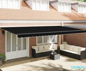 Pergolă retractabilă automată neagră, 600 x 350 cm de la