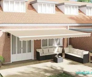 Marchiză retractabilă automată cu LED Bej 600x350 cm