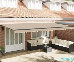 Cortina Retractabilă Manual Bej 600 × 350 cm Acril