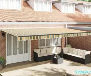 Copertină Manual Verde și galben 600 × 350 cm Poliester