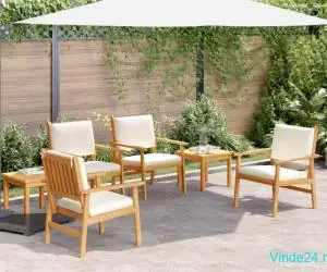 Set canapea de grădină, 6 piese, cu perne, lemn masiv de acacia