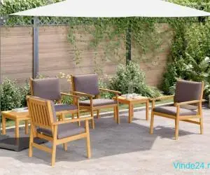 Set canapea de grădină, 6 piese, cu perne, lemn masiv de acacia