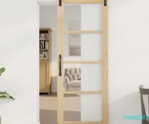 Ușa glisantă cu set de accesorii 'ORKDAL'Lemn masiv & Sticlă
