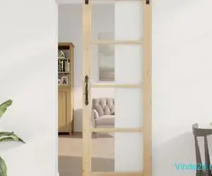 Ușă Glisantă cu Set de Hardware 'ORKDAL'Lemn Masiv & Sticlă