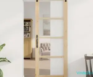 Ușă Glisantă cu Set de Hardware "ORKDAL" Lemn Solid & Sticlă