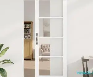 Ușă Glisantă cu Set de Accesorii 'ORKDAL'Alb Lemn Masiv & Geam