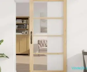 Ușa glisantă cu set de hardware 'ORKDAL'Lemn masiv & Sticlă