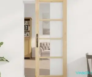 Ușa glisantă cu set de hardware 'ORKDAL'din lemn masiv și sticlă