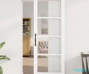 Ușa Glisantă cu Set de Montaj Alb 78x211 cm din Lemn Solid de Pin