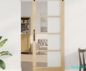 Ușă Glisantă cu Set Hardware 86x211 cm Lemn Masiv de Pin