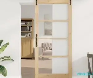 Ușă Glisantă cu Set de Uși 93x202 cm Lemn Masiv Pin