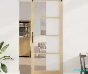 Ușă glisantă cu set hardware 93x232 cm din lemn masiv de pin