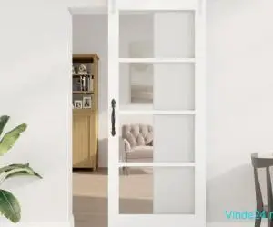 Ușă Glisantă cu Set de Accesorii Alb 83x202 cm Lemn Masiv de Pin