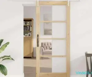 Ușă glisantă cu set hardware 86x198.5 cm Lemn masiv de pin