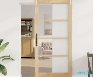 Set ușă glisantă cu furnituri 93x202 cm Lemn masiv de pin