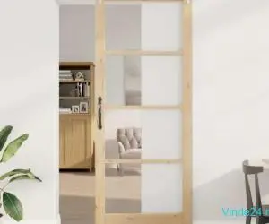Ușă Glisantă cu Set de Accesorii 93x232 cm din Lemn Masiv de Pin