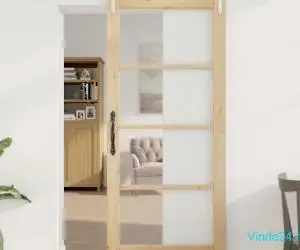 Set Ușă Glisantă cu Accesorii 78x202 cm Lemn Masiv de Pin