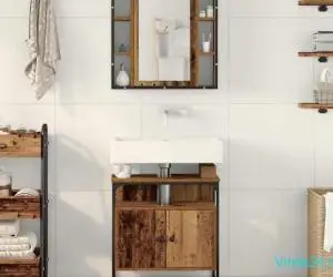 Set de Mobilier pentru Baie 2 Piese Lemn Vechi din Lemn Stratificat