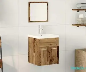 Set de mobilă pentru baie 3 Piese Lemn Vechi Lemn Inginerie