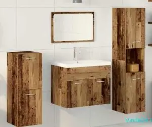 Set mobilier baie 4 piese Lemn vechi Lemn masiv
