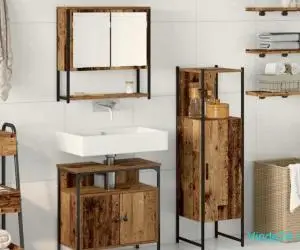 Set de mobilier pentru baie 3 Piese Lemn Vechi