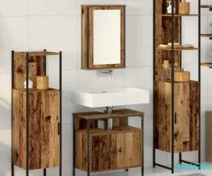 Set de mobilier pentru baie din 4 piese - lemn vechi
