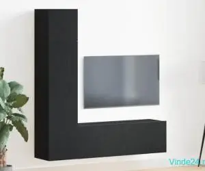 Set de unități TV de perete în 3 piese , Negru