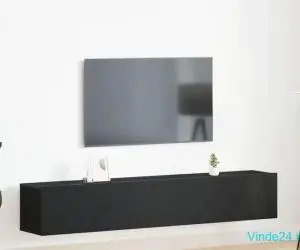 Set TV din lemn negru, 2 piese