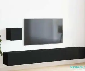 Set unitate TV 4 piese , din lemn ingineresc cărbuni.