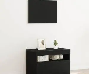 vidaXL Dulap de nopte cu lumini LED Stejar negru 60x35x40 cm Lemn proiectat