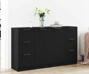 vidaXL Mese laterale 2 buc Negru Stejar 60x30x70 cm Lemn prelucrat