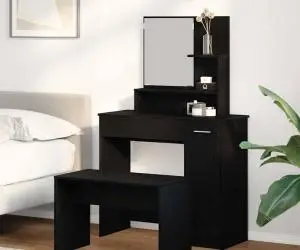 Set masă de toaletă vidaXL din stejar negru