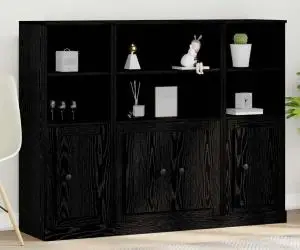 vidaXL Highboard Negru Stejar 132x35,5x103,5 cm Lemn prelucrat